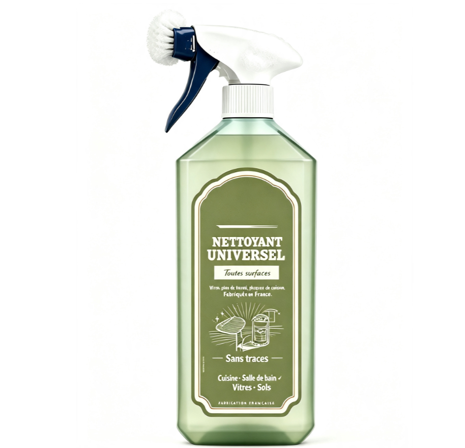 Nettoyant universel tout‑en‑un avec brosse amovible‑Nettoie, dégraisse sans laisser de traces 750ml