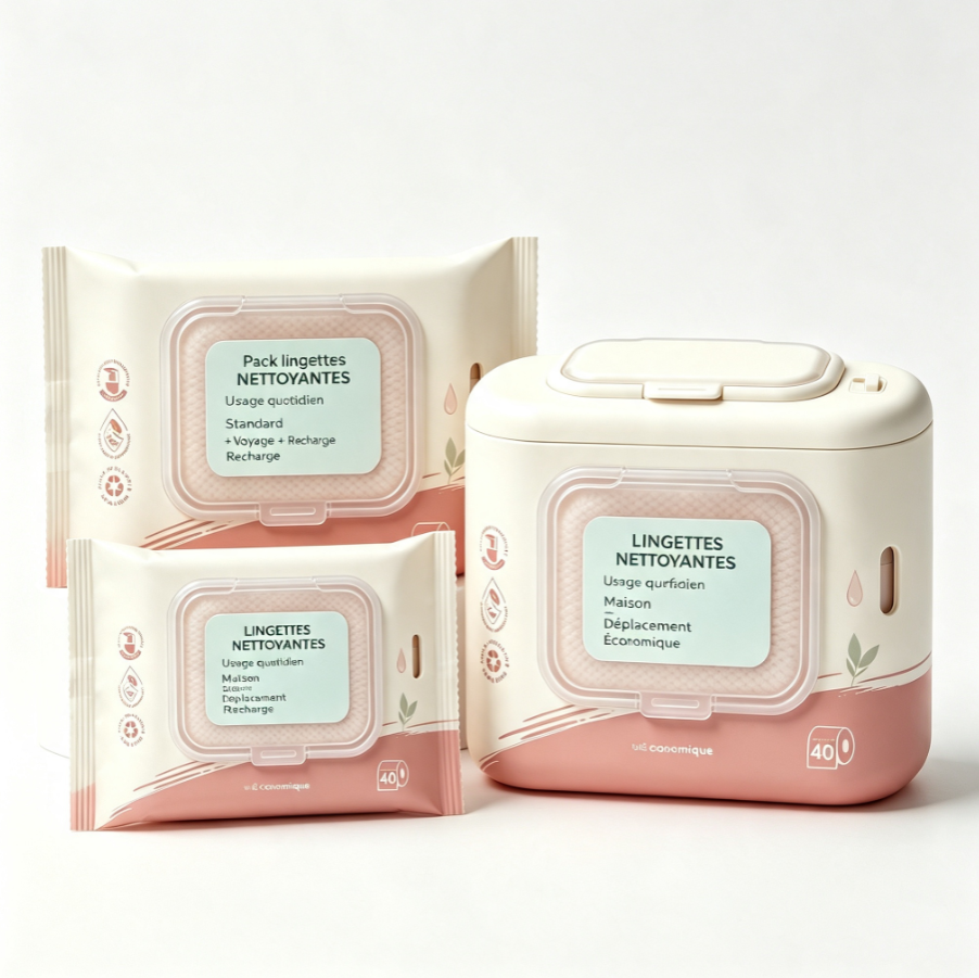 Lingettes nettoyantes universelles multi‑surfaces, sans rinçage, pratiques pour tous vos déplacements et la maison