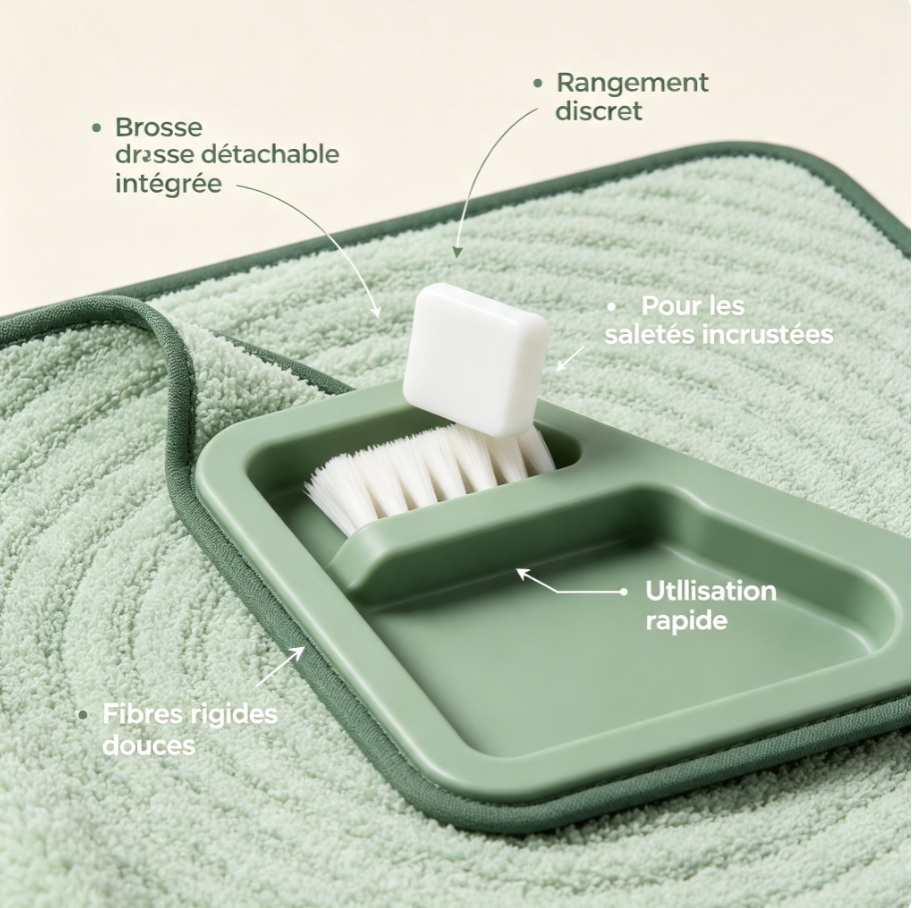 Chiffon microfibre multifonction magnétique | Double texture avec brosse silicone amovible, pour cuisine, maison et surfaces dures