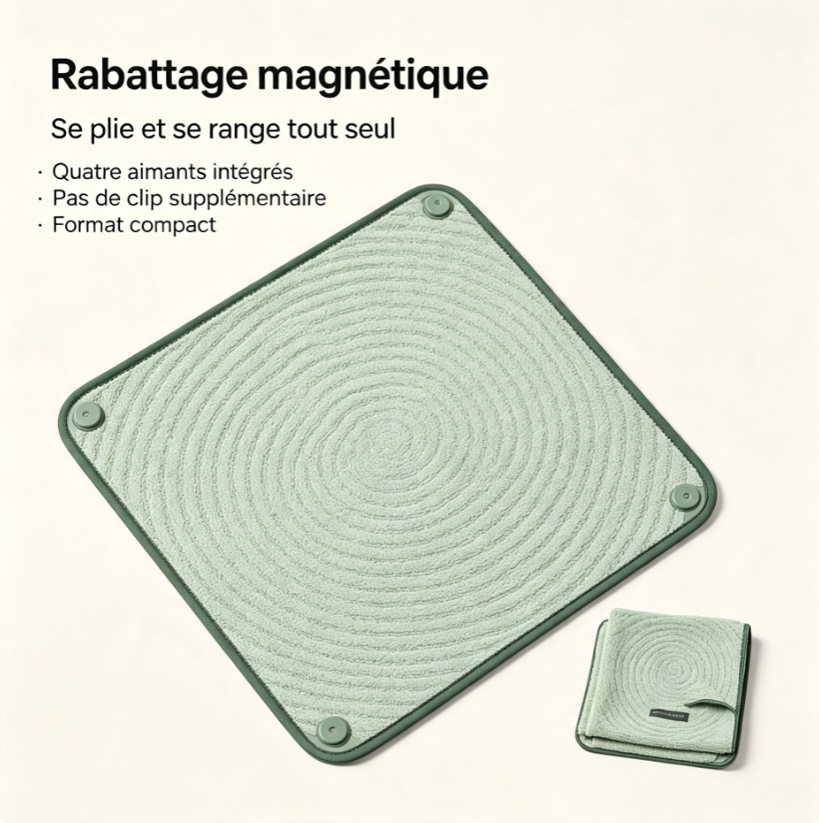 Chiffon microfibre multifonction magnétique | Double texture avec brosse silicone amovible, pour cuisine, maison et surfaces dures