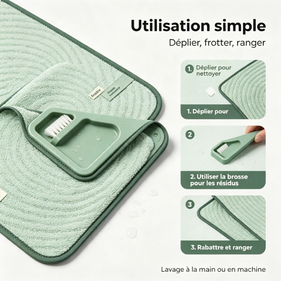 Chiffon microfibre multifonction magnétique | Double texture avec brosse silicone amovible, pour cuisine, maison et surfaces dures
