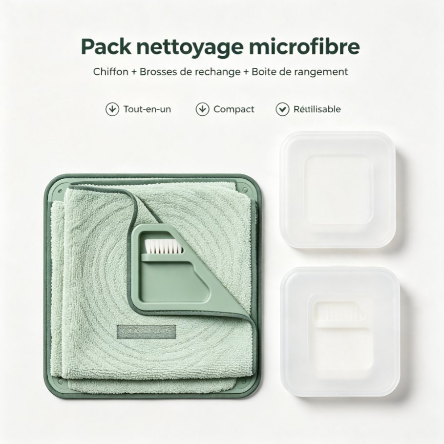 Chiffon microfibre multifonction magnétique | Double texture avec brosse silicone amovible, pour cuisine, maison et surfaces dures