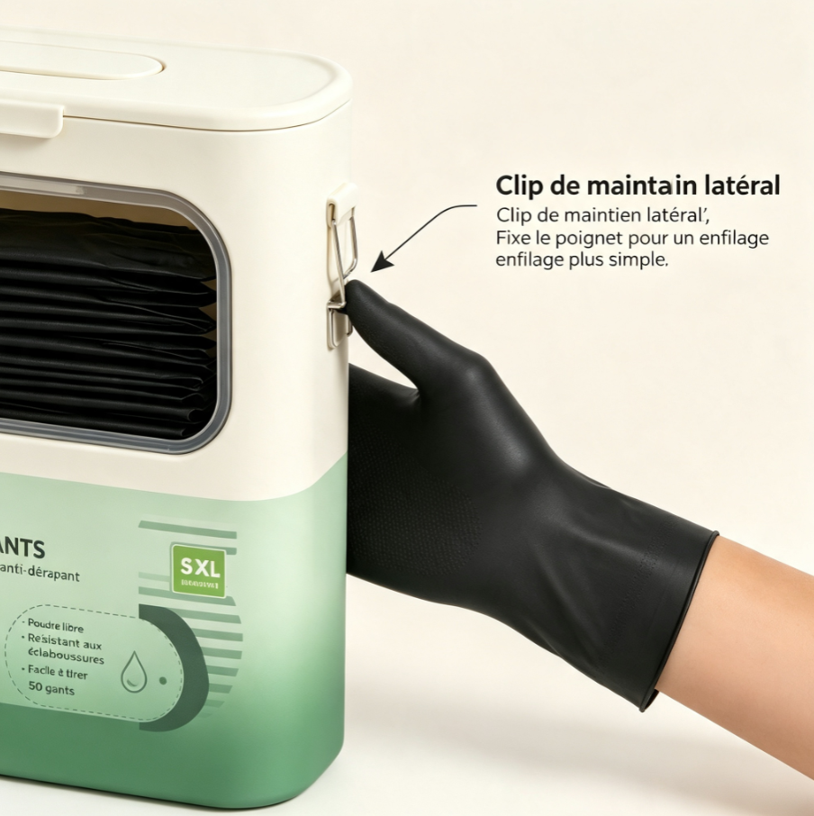 Gants de nettoyage jetables tout‑usage, distributeur pratique avec fenêtre de visualisation, pour maison et professionnel